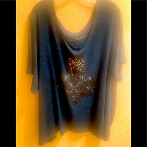 DARK TEAL SUMMER SWEATER WITH RHINESTONE CHANDELIER SIZE 4X